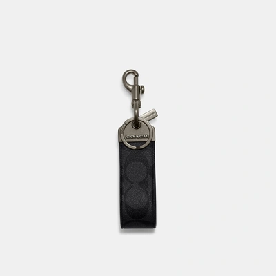 Coach Outlet Loop Key Fob In Signature Canvas In Grey