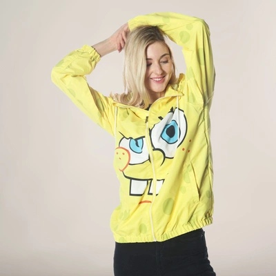 Members Only Women's Spongebob Windbreaker Oversized Jacket In Yellow