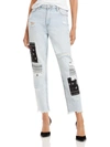 BLANKNYC WOMENS PATCHWORK CUTOFF ANKLE JEANS
