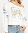 CHASER Love Knit Cropped Long Sleeve Drop Shoulder Batwing Pullover In Salt