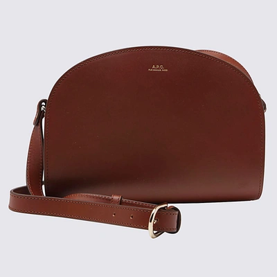 Apc Demi-lune Leather Crossbody Bag In Brown