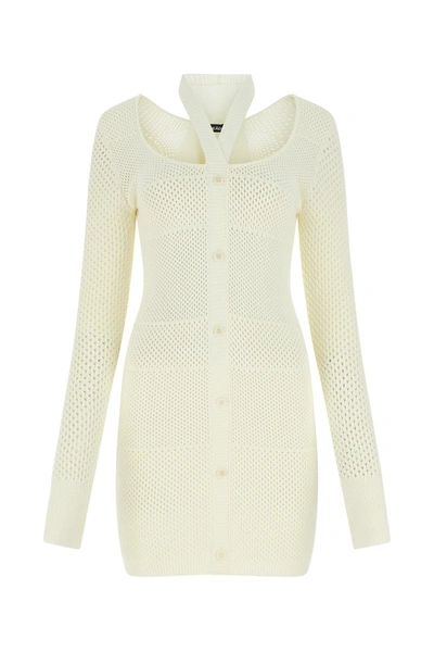 Andrea Adamo Ivory Stretch Viscose Blend Dress In White