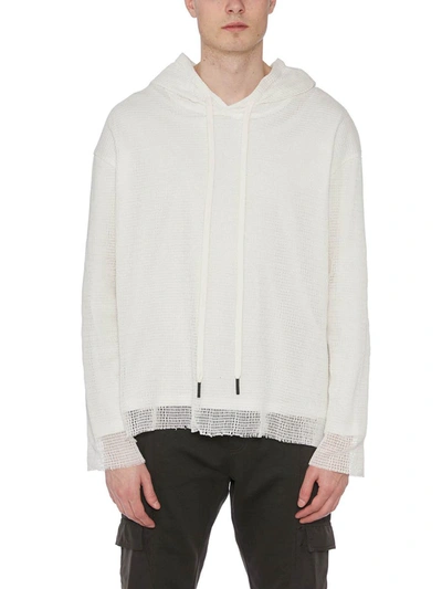 Andrea Ya'aqov Perforated Cotton Drawstring Hoodie In White