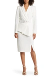 Tahari Asl Belted Wrap Skirt Suit In Ivory