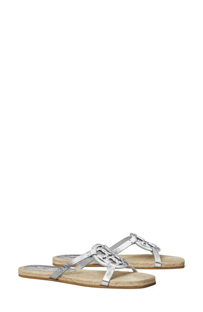 Tory Burch Bombé Miller Espadrille Slide Sandal In Silver