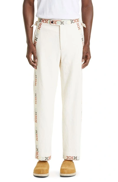 Bode White Prisma Straight-leg Trousers In Neutrals