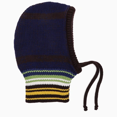 Marni Striped Ribbed-knit Balaclava In Brown