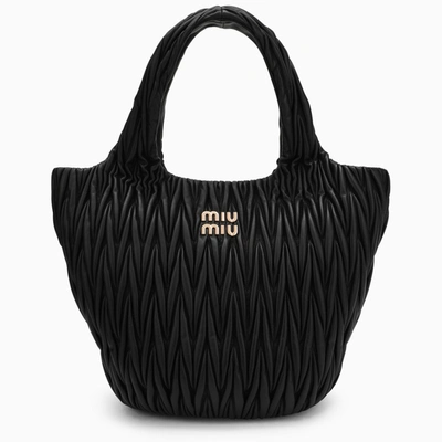 Miu Miu Miu Wander Shopping Bag Black Matelassé