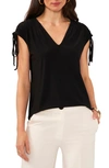 Vince Camuto Smocked Sleeveless Blouse In Rich Black