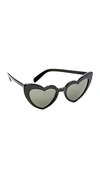 Saint Laurent Heart Frame Acetate Sunglasses In Black