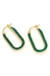 Missoma Enamel Haze Ovate Small Hoop Earrings 18ct Gold Plated Vermeil/teal
