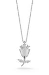 Sphera Milano Sterling Silver & Cz Rose Pendant Necklace In Silver