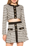 Alexia Admor Cropped Tweed Jacket In Ivory Check