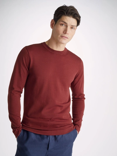 Derek Rose Men's Jumper Jacob Sea Island Cotton Burgundy