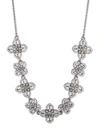 Marchesa Gold-tone Crystal Openwork Flower Statement Necklace, 16" + 3" Extender In Black Diamond