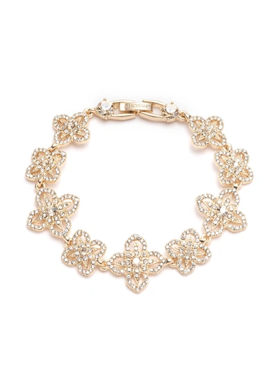 Marchesa Crystal Openwork Flower Flex Bracelet In Gold