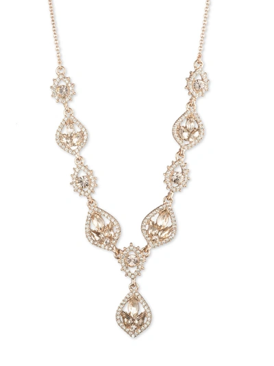 Marchesa Gold-tone Mixed Crystal Lariat Necklace, 16" + 3" Extender In Rose Gold
