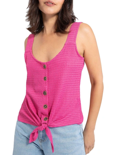 Sanctuary Womens Button-down Tie Front Tank Top In Pink