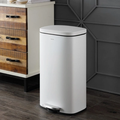 Happimess Curtis 8-gallon Step-open Trash Can In White