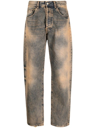 Aries Acid Wash Batten Jeans In Orange