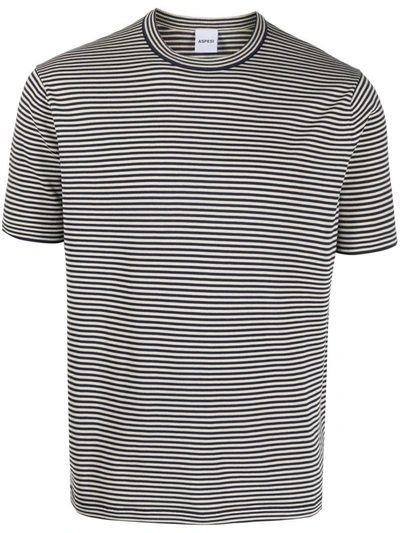Aspesi Stripe-print Short-sleeved T-shirt In Grey