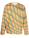 Bianca Saunders Orange Two Tone Checked Sweatshirt In Orange