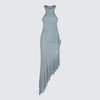 Blumarine Midi Dress With Rose In Blue