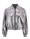 Brunello Cucinelli Metallic-finish Bomber Jacket In Silver