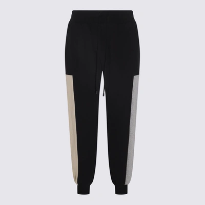 Canali Drawstring-waist Cotton Track Pants In <p>black And Sand Cotton Track Pants From  Featuring Ribbed Hems, Elasticated Waistband,side P