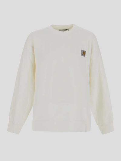 Carhartt Embroidered-logo Cotton Sweatshirt In Off,white