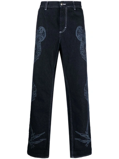Charles Jeffrey Loverboy Navy Art Jeans In Etcden Etched Denim