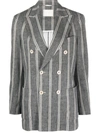 Circolo 1901 Striped Double-breasted Jacket With Vertical Stripes In Gray