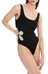 Mango Cutout Detail One-piece Swimsuit In Black