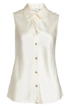 Vince Silk Button-up Blouse In White