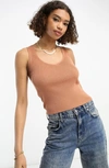 Asos Design Knitted V Neck Tank Top In Brown In Tan