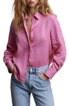 Mango Linen Button-up Shirt In Pink