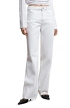 Mango Raw Hem Mid Rise Wide Leg Jeans In White