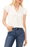 Shop Cece Ruffle Tie Neck Top In New Ivory