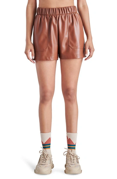 Steve Madden Lainey Faux Leather Shorts In Cognac