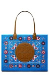 Tory Burch Small Ella Floral Print Tote In Pisces Dream Blue