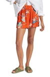 Brixton Paradise Floral Print Shorts In Burnt Red