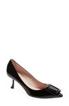 Roger Vivier Womens Black Viv' In The City Pointed-toe Patent Leather Courts 5 In Nero