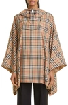 BURBERRY CHECK HOODED PONCHO