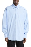 Alexander Mcqueen Oversize Cotton Button-up Shirt In Bluebell