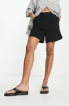Asos Design Hourglass Linen Dad Short In Black In Black