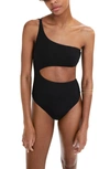 MANGO CUTOUT STRAPPY ONE-SHOULDER ONE-PIECE SWIMSUIT