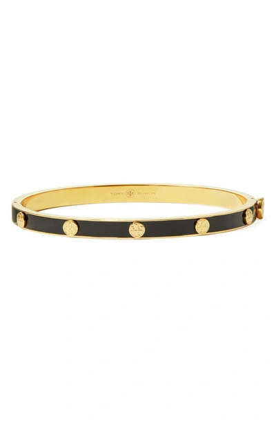 Tory Burch Miller Stud Hinge Bracelet In Tory Gold / Black