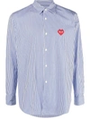Comme Des Garçons Play Navy & White Invader Edition Heart Shirt In Blue