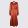 CRI.DA CRIDA BRONZE SATIN MATERA LONG DRESS