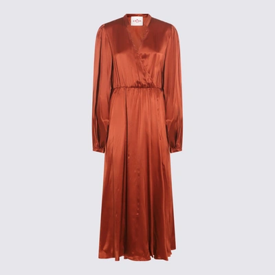 Cri.da Crida Bronze Satin Matera Long Dress In <p>bronze Satin Matera Long Dress From Crida Featuring Long Length, Long Sleeves, Straight And Padde